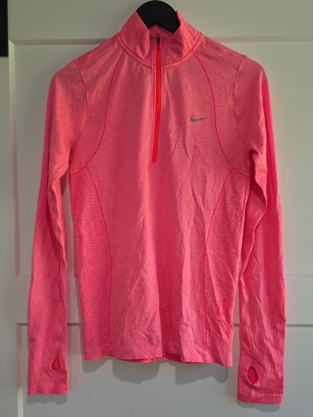 Ladies Nike Neon Pink/salmon Half Zip Running Top